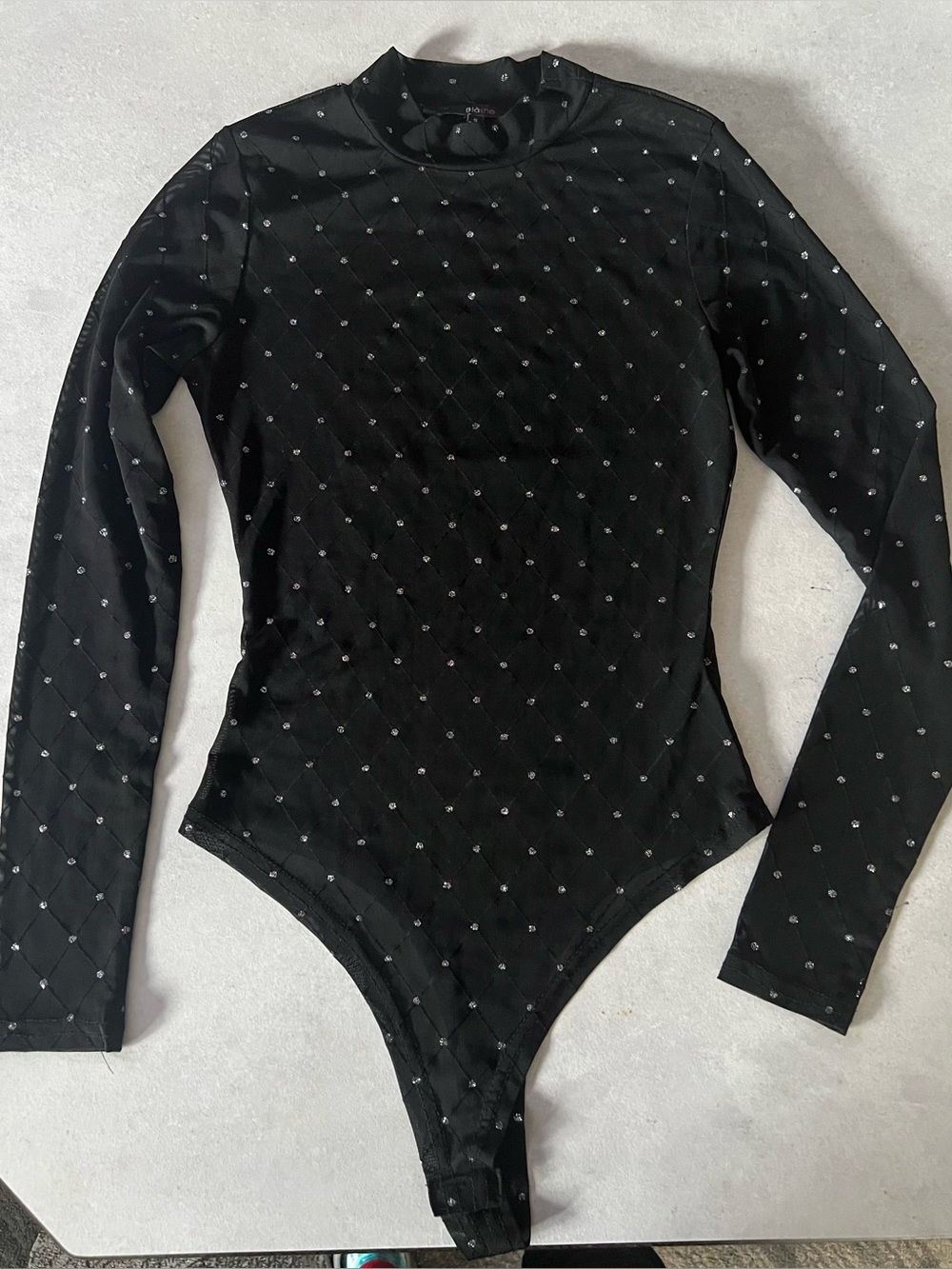 Blashe Black Long-Sleeve mesh women’s Bodysuit size Small.